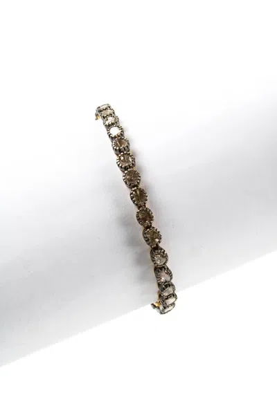 Gunda Womens Sterling Silver Yellow Gold Raw Diamond Tennis Bracelet 6mm