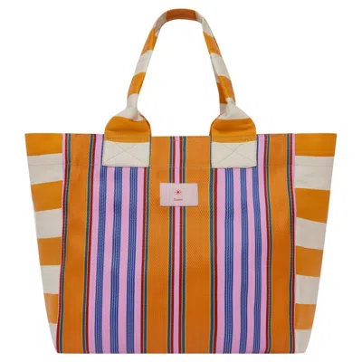 Gunes Swim Women's Orange / Pink Marigold Stripe Grand Bundle Tote In Orange/pink