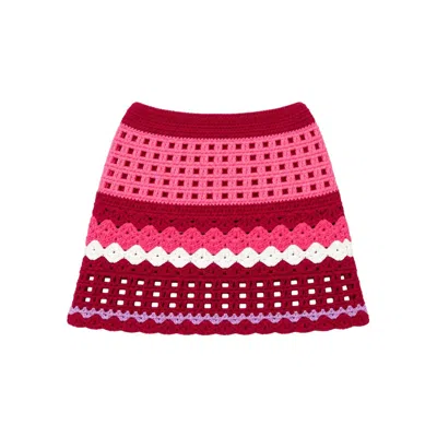 Gunes Swim Women's Pink / Purple Raspberry Crush Baja Crochet Mini Skirt In Pink/purple