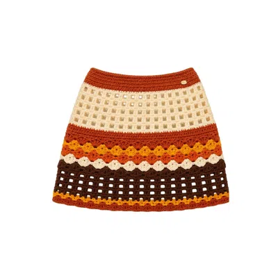 Gunes Swim Women's Red / Orange / Yellow Sunset Baja Crochet Mini Skirt In Red/orange/yellow