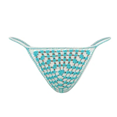 Gunes Swim Women's Teal Granny Square Bikini Bottom In Blue