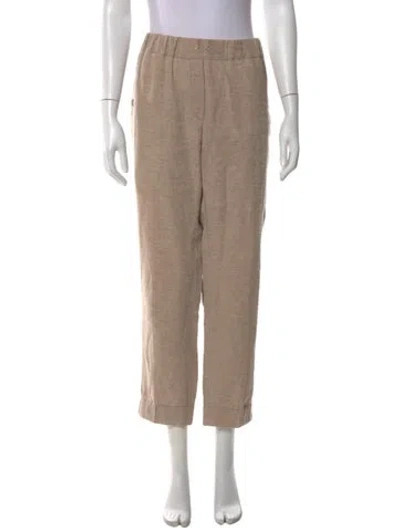 Pre-owned Gunex Linen Straight Leg Pants In Brown