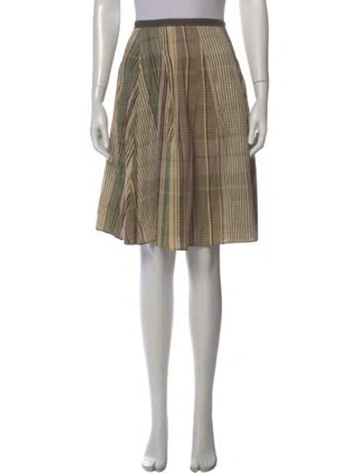 Pre-owned Gunex Plaid Print Knee-length Skirt In Neutral