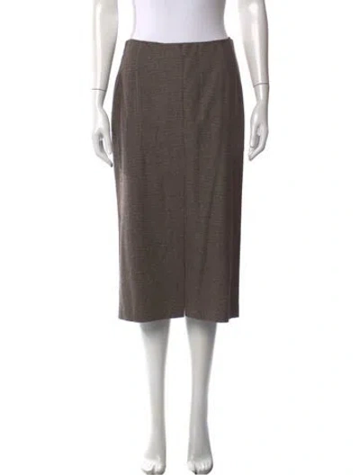 Pre-owned Gunex Tweed Pattern Midi Length Skirt In Brown