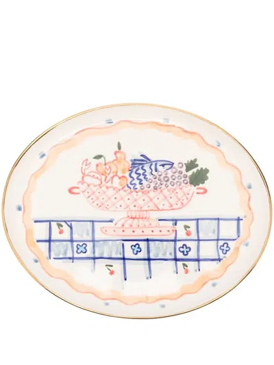 Gunia Fruit-paint Ceramic Plate In Neutrals