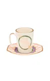 Gunia Project Horseman Tea Cup And White Saucer Set In Multi