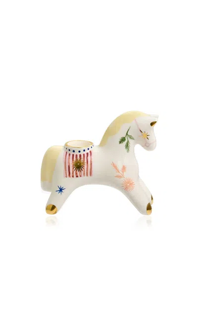 Gunia Project Konyk Candle Holder In White In Multi