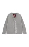 Gunia Project Lace-trimmed  Wool-blend Cardigan In Gray