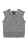 Gunia Project Lace-trimmed Wool-blend Vest In Gray