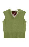 Gunia Project Lace-trimmed Wool-blend Vest In Green