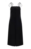 Gunia Project Oliana Tie-front Linen-blend Midi Dress In Black