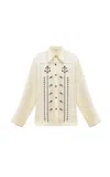 Gunia Project Ruta Embroidered Linen Button-down Shirt In White