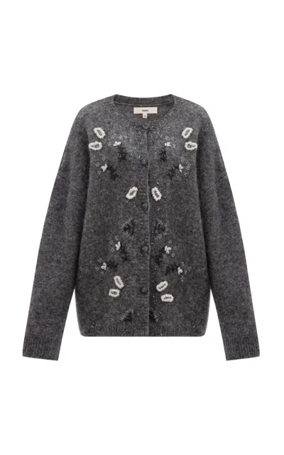 Gunia Project Squill Embroidered Alpaca-blend Cardigan In Gray