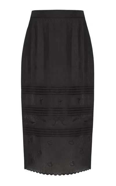 Gunia Project Vilena Pleated Hemp Midi Skirt In Black