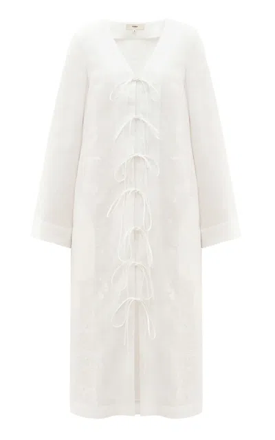 Gunia Project Zena Tie-front Linen-blend Robe In White