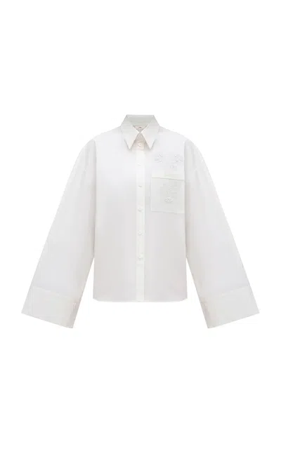 Gunia Project Zoriana Embroidered Cotton Button-down Shirt In White