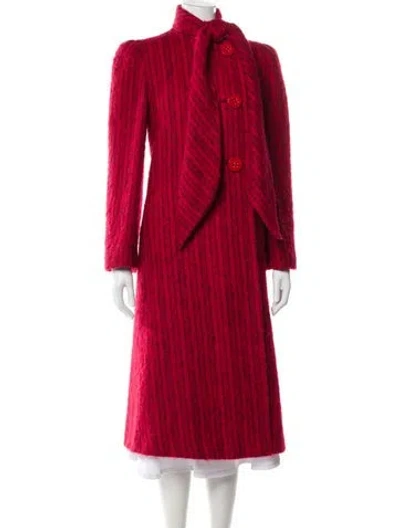 Pre-owned Gunn Trigere Ltd. Wool Faux Fur Coat In Red
