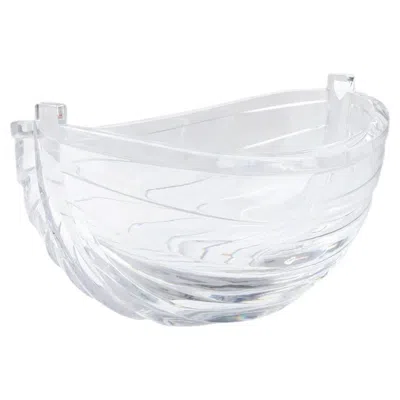 Pre-owned Gunnar Cyren Gunnar Cyrén Large Orrefors Gallery "båt” Exhibition Crystal Bowl, Sweden 1986 In Gray