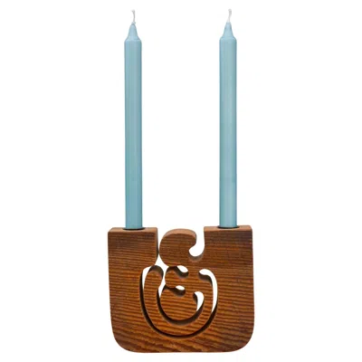 Pre-owned Gunnar Kanevad 1 Scandinavian Modern Wooden Candleholder By Gunnar Kanevad, Sweden, Organic Shape In Brown