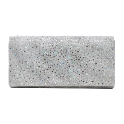 Gunne Sax By Jessica Mcclintock Chloe Scattered Stones Clutch Evening Bag In Silver