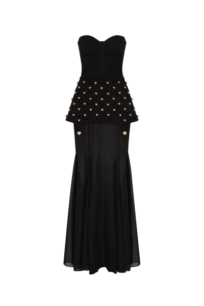 Guranda Maxi Dress With Gold Decorations In Black