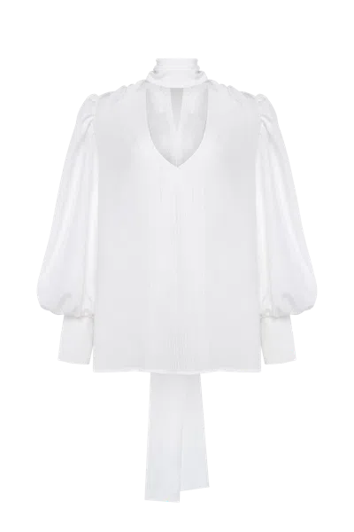 Guranda Silk Blouse With Bow In White