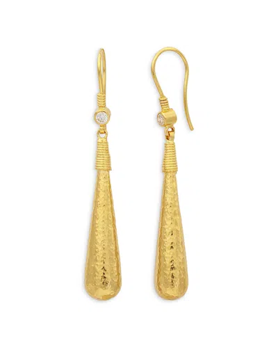 Gurhan 18-24k Yellow Gold Spell Diamond Hammered Drop Earrings