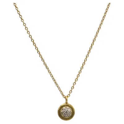 Pre-owned Gurhan 18 Karat Yellow Gold Natural Diamond Pendant Drop Chain Link Necklace