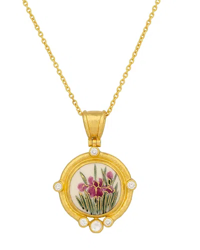 Gurhan 18k, 22k & 24k Yellow Gold Antiquities Floral Satsuma & Diamond Pendant Necklace, 16-18
