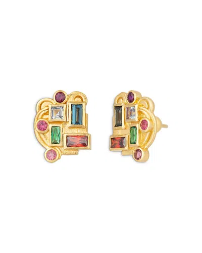 Gurhan 18k & 22k Yellow Gold Embrace Multi Gemstone Mixed Cut Stud Earrings