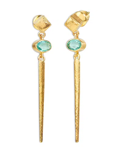 Gurhan 18k & 22k Yellow Gold Rain Emerald Linear Drop Earrings