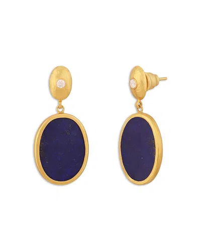 Gurhan 18k & 22k Yellow Gold Rune Lapis & Diamond Drop Earrings