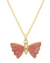 Gurhan 18k & 24k Yellow Gold Butterfly Rhodochrosite & Diamond Pendant Necklace, 16-18 In Pink/gold