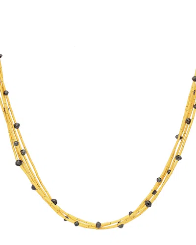 Gurhan 18k & 24k Yellow Gold Rain Black Diamond Five Strand Collar Necklace, 6.25 Tcw In Multi