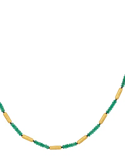Gurhan 18k & 24k Yellow Gold Vertigo Emerald Gale Bead Collar Necklace, 16