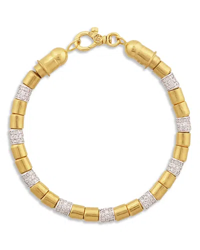Gurhan 18k White & Yellow, 24k Yellow Gold Diamond Cylinder Cluster Bracelet