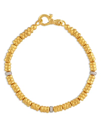 Gurhan 18k White Gold; 18k & 24k Yellow Gold Vertigo Diamond Accordion Bead Bracelet, 0.46 Tcw