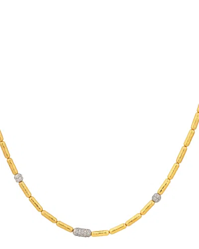 Gurhan 18k White Gold; 18k & 24k Yellow Gold Vertigo Diamond Station Collar Necklace, 0.51