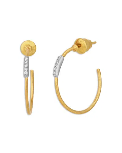 Gurhan 18k White Gold & 24k Yellow Gold Geo Diamond Pave Hoop Earrings