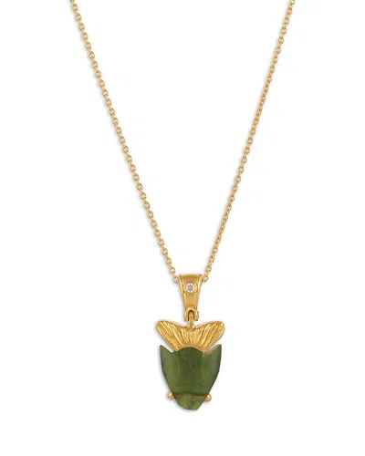 Gurhan 22k & 24k Yellow Gold Crown Lapis & Diamond Pendant Necklace, 16-18 In Green