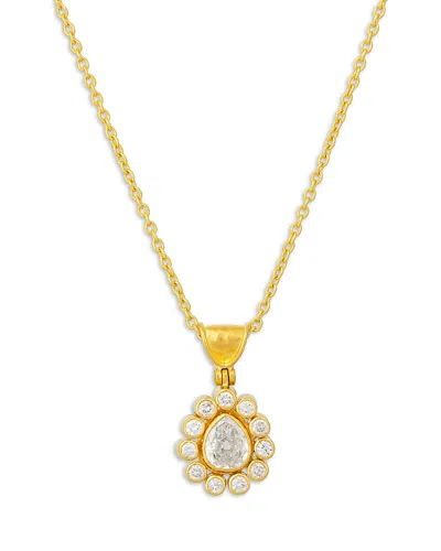 Gurhan 22k & 24k Yellow Gold Elements Diamond Flower Pendant Necklace, 16-18