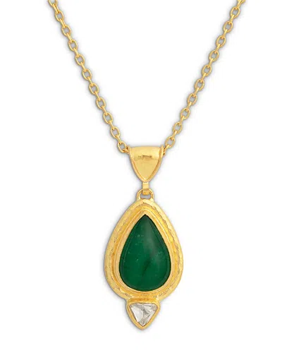 Gurhan 22k & 24k Yellow Gold Muse Emerald & Diamond Pendant Necklace, 16-18