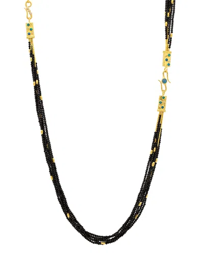 Gurhan 22k & 24k Yellow Gold Rain Black Spinel Bead, Australian Opal & Diamond Multi Layer Statement Neckla