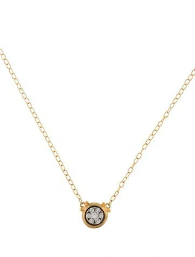 Pre-owned Gurhan 22k Diamond Cluster Round Pendant Necklace, 15" In Multi