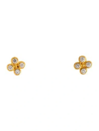 Pre-owned Gurhan 22k Diamond Pointelle Cluster Stud Earrings In Multicolor