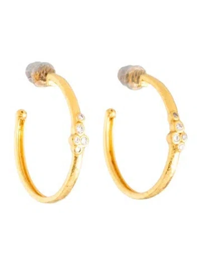 Pre-owned Gurhan 22k Diamond Pointelle Hoop Earrings In Multicolor