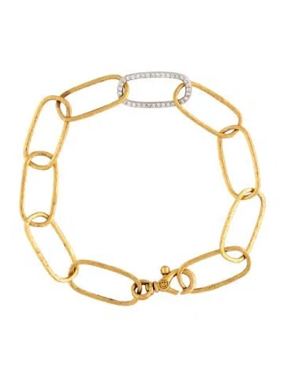 Pre-owned Gurhan 22k Diamond Statement Link Bracelet, 7.5" In Multicolor