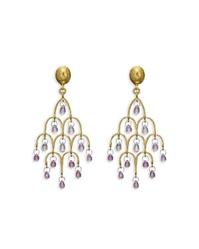 Gurhan 22k Gold Pink Sapphire Briolette Chandelier Earrings