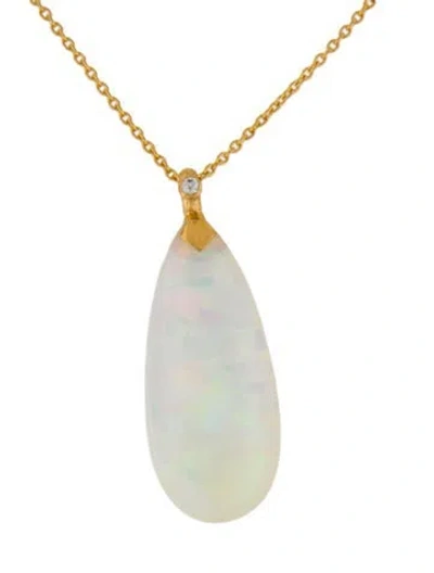 Pre-owned Gurhan 22k Opal & Diamond Pendant Necklace, 18" In Multi