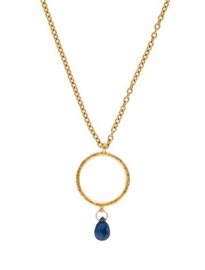 Pre-owned Gurhan 22k Sapphire Drop Necklace, 18" In Multi